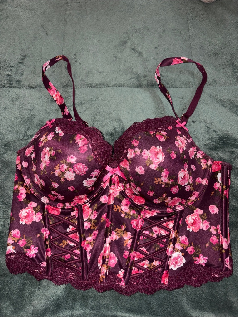 Victora Secrets Floral Lace Longline Bustier Bra